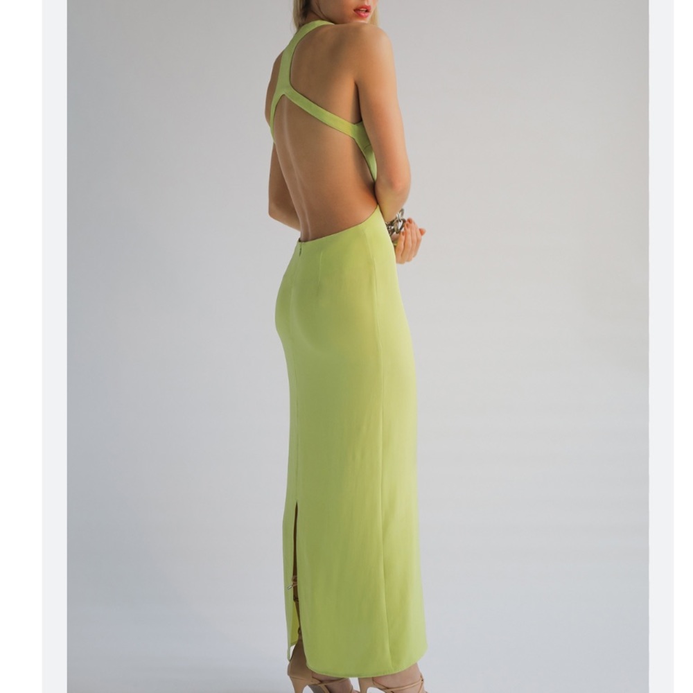 Auteur silk Zippora dress green open back size s - Picture 2 of 15